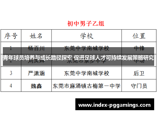 青年球员培养与成长路径探索 促进足球人才可持续发展策略研究