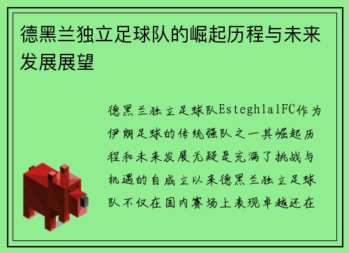 德黑兰独立足球队的崛起历程与未来发展展望